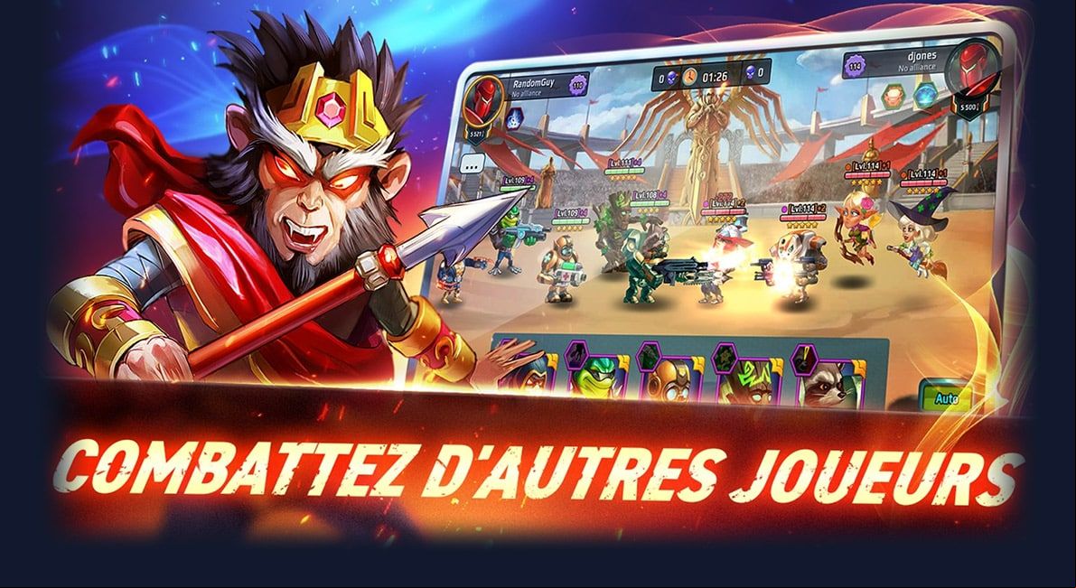 mode joueur contre joueur dans le jeu Battle Arena Heroes Adventure